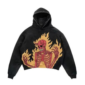 Vente en gros de sweats à capuche d'hiver en molleton de coton épais pour hommes avec logo personnalisé DTF imprimé épaules tombantes recadrée respirante unisexe - Product Image 2