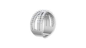 Anillo de Oro Sólido de 14K con Baño de Rodio y 66 Diamantes de Corte Brillante de 1.00 Quilates, Diseño Clásico para Mujer |   Elegante para Fiestas y Bodas - Product Image 5