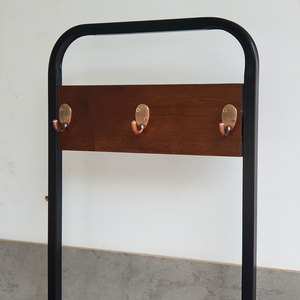 Minimalist Wooden <b>Shoe</b> Changing Chair with Integrated Coat <b>Hooks</b> Iron Frame KG68062 - Product Image 5