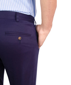 Pantalones rectos para hombre, pantalones largos informales de negocios con bolsillos y botones, pantalones formales de negocios ajustados de color azul de talla grande - Product Image 2
