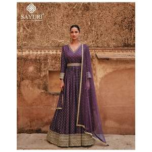 Dernier Designer Organza Soie Broderie Jacquard Travail Anarkali Robe Par Fab Zone - Product Image 3