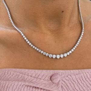 Glamorous 14K Gold Plated Lab Grown Diamond <b>Tennis</b> <b>Necklace</b> Delicate Gold Design IGI Certified Trendy for Women Bridesmaid - Product Image 4