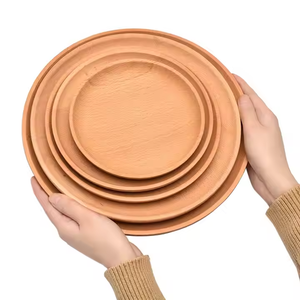 Platos de madera hechos a mano de madera de acacia, vajilla versátil, PARA CENA, almuerzo, desayuno por Crescent Crafts - Product Image 1
