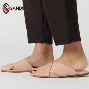 Sandales en cuir avec logo personnalisé pour femmes, chaussures plates de haute qualité, pour un style décontracté, nouvelle collection 2020 - Product Image 5