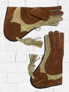 Los mejores guantes de cetrería en material de cuero duradero amarillo y negro para trampa para animales - Product Image 4