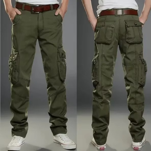 Nouveauté Pantalon cargo haut en coton respirant pour hommes Vente en gros Pantalon cargo en coton OEM pour hommes Pantalon cargo 6 poches à la taille Style décontracté - Product Image 1