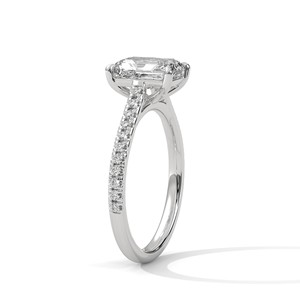 2.0ct Emerald Cut Moissanite Solitaire <b>Ring</b> with Pave Set Band <b>925</b> Sterling <b>Silver</b> - Product Image 4