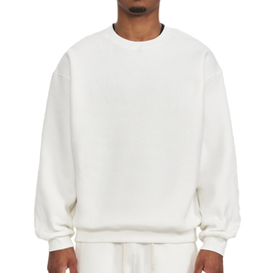High Quality Sweatshirts Drop Shoulder 350Gsm Fleece Plain Blank Heavyweight Oversized Cotton Custom <b>Crewneck</b> Sweatshirts wear - Product Image 6