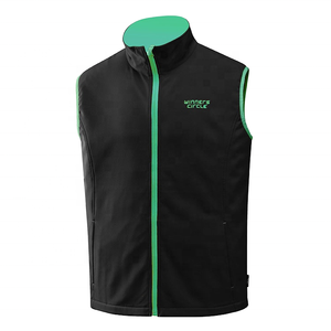 Chaleco cortavientos negro para hombre Winners Circle con cremallera verde y cuello alto, ropa exterior informal para otoño - Product Image 1
