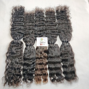 Extensions de cheveux vierges bruts non traités de qualité supérieure, cheveux humains cambodgiens, mèches ondulées, cuticules alignées, styles bouclés, extensions de cheveux indiennes Genius Weft - Product Image 2