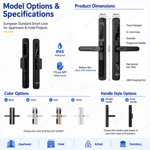 <span class=keywords><strong>Serratura</strong></span> Elettronica Digitale Impermeabile per Esterni Ttlock Tuya Smart Locks con Impronta Digitale per Porte Scorrevoli in Vetro e Alluminio OEM - Product Image 5