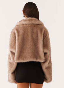 Nuevo Diseño de Abrigo para Mujer, Chaqueta Larga de Piel Sintética con Solapa, Elegante y a la Moda, Chaquetas de Piel Sintética de Lujo al por Mayor - Product Image 3