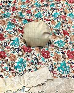 Sari estampado Digital con patrón Floral pesado para mujer blusa a juego de seda pura Tussar en trabajo cortado y borde bordado - Product Image 2