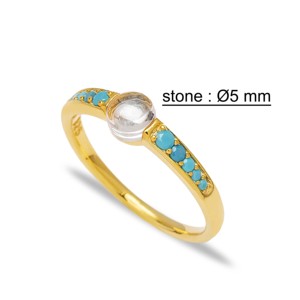 Popular Turquoise Zircon Trendy Design Cluster <b>Ring</b> Clear Epoxy Stone Turkish Handmade Wholesale 925 Sterling Silver Jewelry - Product Image 3