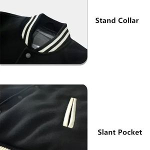 Veste universitaire noire et blanche avec un patch blouson aviateur letterman élégant veste de mode streetwear moderne pour hommes et femmes - Product Image 2