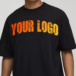 Camiseta de algodón pesado 2025 para hombre, Camiseta de cuello redondo con diseño de logotipo personalizado de alta calidad, camiseta de gran tamaño con hombros caídos en blanco para hombre - Product Image 2