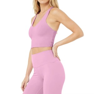 Nouvel arrivage Ensemble de yoga pour femmes sans couture de haute qualité, vente en gros de motifs solides en polyester spandex - Product Image 2