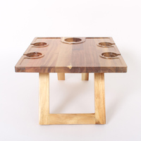 Table de pique-nique portable personnalisée en bois d'acacia, étanche, avec porte-bouteille et porte-verres, pliable pour le camping, la salle à manger, les meubles d'extérieur