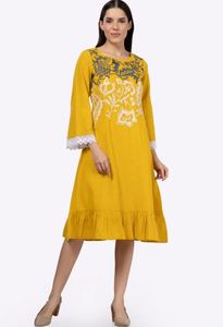 Cómodo nuevo modelo vestido folclórico ucraniano vestido de verano bordado decoración de borlas de lino Natural estilo bohemio otoño sólido - Product Image 4