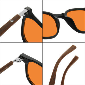 Material TR90, gafas de ordenador, gafas de bloqueo de luz azul para hombres y mujeres, montura negra, templo de madera, lente amarilla, naranja y roja - Product Image 4