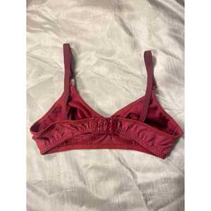 สีแดงเข้มผ้าฝ้ายถักหรูหราพร้อมบราลูกไม้ - Product Image 6