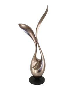 Sculpture décorative d'intérieur en métal, sculpture moderne en aluminium finition argentée, articles de table personnalisés pour bureau et mariage - Product Image 1