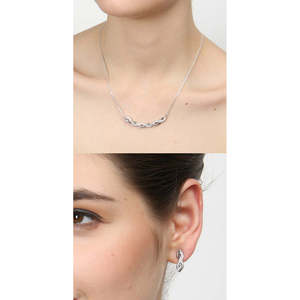 Ensemble collier et boucles d'oreilles pendantes torsadées en argent sterling 925 plaqué rhodium CLARA, bijoux fins, cadeau pour femmes et filles avec chaîne - Product Image 6