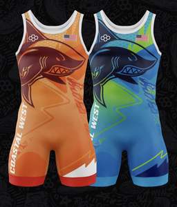 Vente en gros, design personnalisé, impression par sublimation, singulet de lutte pour adultes et enfants, extensible et à séchage rapide pour vêtements de sport de lutte - Product Image 1