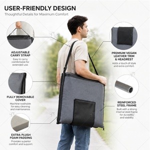 NEW Comfortable Padded Stadium Seat Adjustable Backrest Folding <strong>Floor</strong> <strong>Chair</strong> for Outdoor Indoor With Carry Strap - Product Image 3