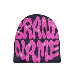 2025 personnalisé Y2K gothique Jacquard Beanie All-Over impression Logo hiver bonnet en tricot haute qualité conception sans manchette pour voyage bas quantité minimale de commande - Product Image 4