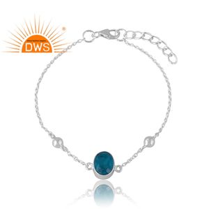 New Trending Sterling Silver Doublet <b>Aquamarine</b> Quartz Gemstone <b>Bracelet</b> Custom Jewelry Manufacture - Product Image 1