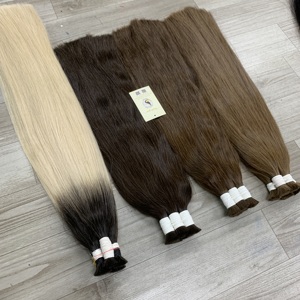 Livraison gratuite Cuticule alignée droite vierge crue pour Ombre foncé naturel droit en vrac cheveux humains vague profonde lâche vague naturelle - Product Image 5