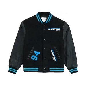Vente chaude en cuir à manches Varsity Jacket Impression personnalisée Broderie Patch Baseball Letterman véritable Varsity jacket pour hommes - Product Image 3