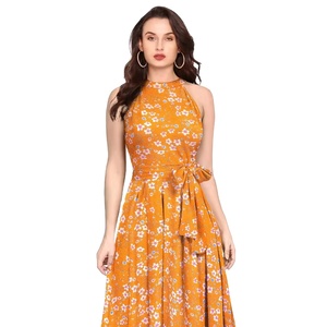 Nuevo diseñador multicolor exclusivo para mujer Kurti con estampado de flores y tela Ajanta cosido completo listo para usar - Product Image 1