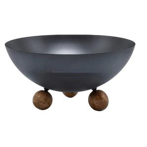 Customized Logo Black Powder Coated <b>Chocolate</b> <b>Wedding</b> Pasties Serving Bowl with Wooden Stand for Party - Product Image 1