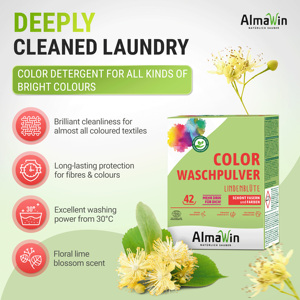 AlmaWin Custom 2 Color Washing Powder Linden Blossom 2Kg - 42 Loads Vegan Organic <b>Laundry</b> <b>Detergent</b> Baby - Product Image 5