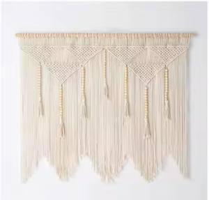 Macramé bohemio tejido a mano para colgar en la pared, decoración de algodón Natural para hogares modernos, Color personalizado para decoración navideña y Diwali - Product Image 1
