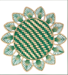 Sets de table en raphia avec cadre en fer, lavables, antidérapants, brodés à la main, tissés jacquard, écologiques, pour usage domestique et extérieur - Product Image 1