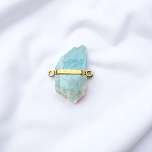 Conector de piedras preciosas de Aguamarina en bruto, joyería DIY, collar de piedra natal, Conector de piedras preciosas crudas de 12-14 MM, venta al por mayor - Product Image 1