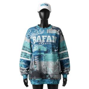 Sweat-shirt oversize pour femme, en polaire de polyester de haute qualité, toucher doux et chaud, gris sarcelle, imprimé intégral, logo respirant - Product Image 1