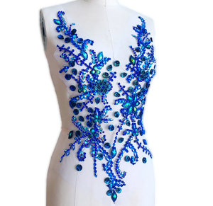 Écusson en tissu polymesh personnalisé broderie de perles en strass à la main en forme de fleur vêtements à coudre pour dames vêtements à coudre - Product Image 5