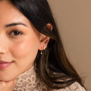 New arrival 2025 designer 925 <b>silver</b> gold plated Pearl Diamond <b>Huggies</b> Dainty Diamond <b>Earring</b> Minimalist Pearl Hoop Gift for Mom - Product Image 2