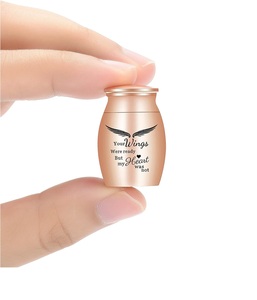 Urna funeraria de tamaño personalizado hecha a mano de metal dorado rosa para cenizas humanas con diseño moderno - Product Image 1