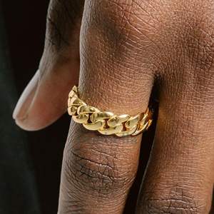 Hip Hop Fine Jewelry for <b>Men</b> 18K Gold Plated Solid 925 <b>Silver</b> Cuban Link <b>Ring</b> Trending Moissanite <b>Rings</b> - Product Image 2