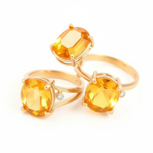 Anillo Premium de Plata de Ley 925 Chapado en Oro de 18K con Circonita Cúbica Redonda Amarilla de 10mm, 6 g, Regalo de Cumpleaños para Mujer - Product Image 1