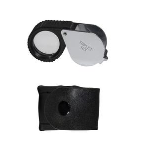 แว่นขยายแบบสองเลนส์ 18 มม. - 10 เท่า สีโครเมียมและสีดำ พร้อมด้ามจับยาง สำหรับงานทำเครื่องประดับ ตรวจสอบทอง เพชร และอัญมณี - Product Image 2