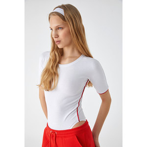 ETHIQUET MOGSUS Body slim à col rond et manches courtes avec boutons-pression pour femme - Product Image 3