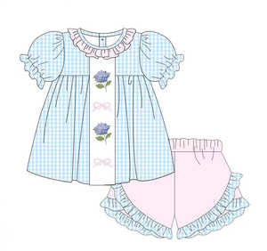 Детская одежда: летнее платье для девочек с коротким рукавом и цветочным принтом, комбинезон-ромпер для малышей, комплект одежды для братьев и сестер - Product Image 2