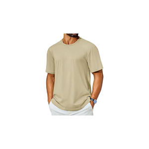 Camisetas de cuello redondo de manga corta de algodón Premium para hombre, camisetas clásicas sólidas básicas informales holgadas con estampado Digital - Product Image 1