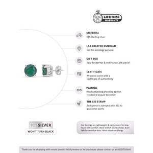 1.25 Carat Green Emerald Solitaire <b>Studs</b> Daily Wear <b>Fashion</b> <b>Earrings</b> in Sterling Silver - Product Image 3